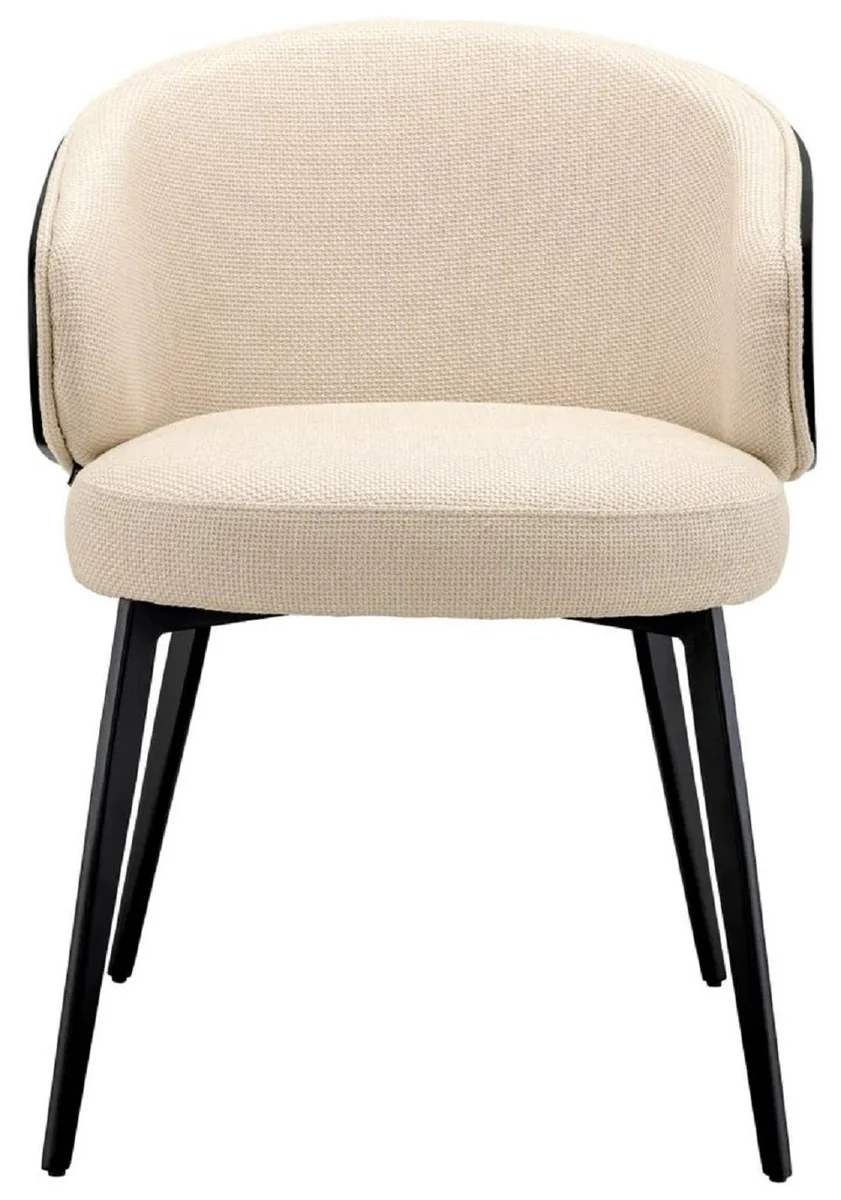 Luxury dining room chair sand color / black 57 x 62 x H. 77 cm - kitchen chair with armrests - dining room furniture - luxury furniture - luxury quality