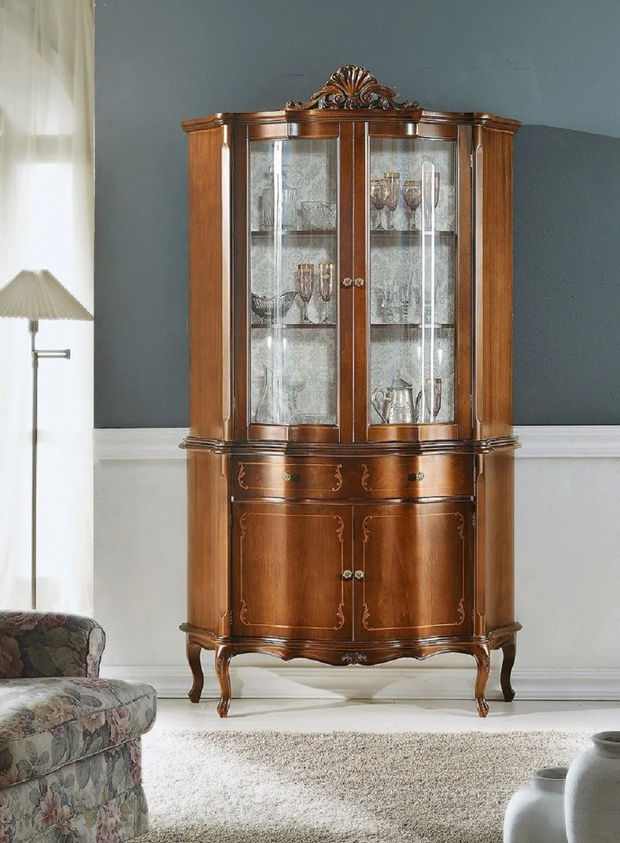 Luxury Baroque display cabinet brown - Magnificent Baroque display cabinet with 4 doors and drawer - Baroque furniture - Luxury quality - Made in Italy