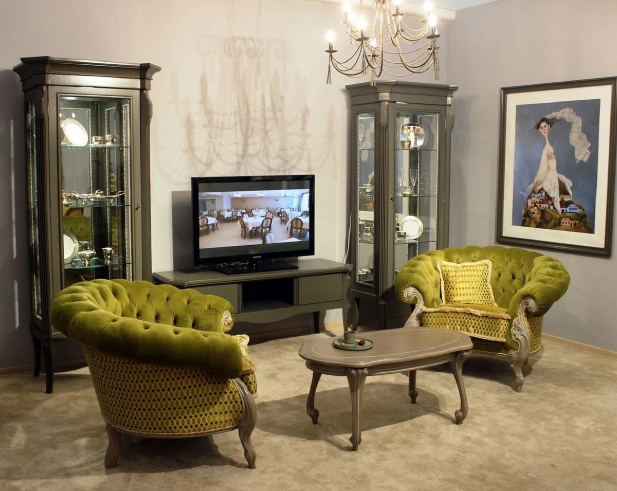 Luxury Baroque Coffee Table Gray - Handcrafted Solid Wood Living Room Table in Baroque Style - Luxury Living Room Furniture in Baroque Style - Baroque Furniture - Noble & Magnificent