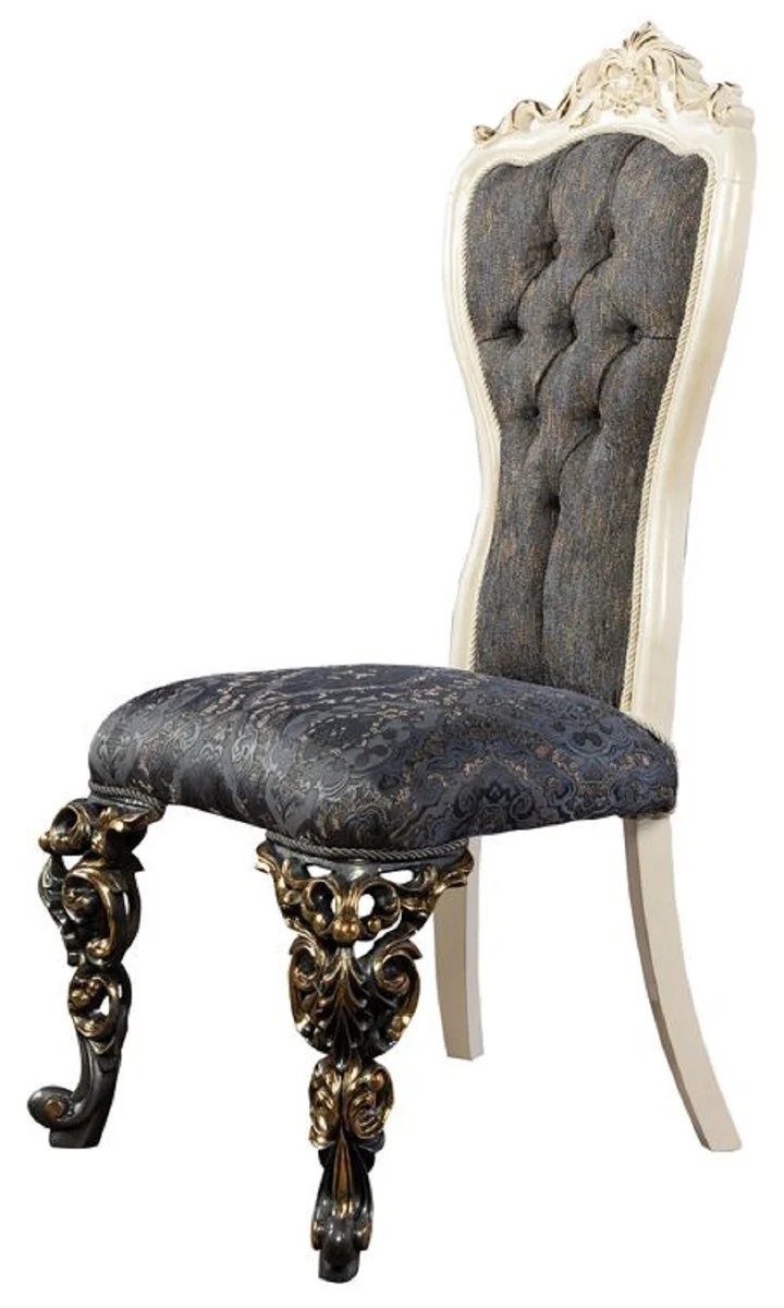 Luxury Baroque Dining Room Chair Set of 6 Blue / White / Gold - Magnificent Baroque Style Kitchen Chairs - Luxury Dining Room Furniture in Baroque Style - Baroque Dining Room Furniture - Baroque Style Furniture