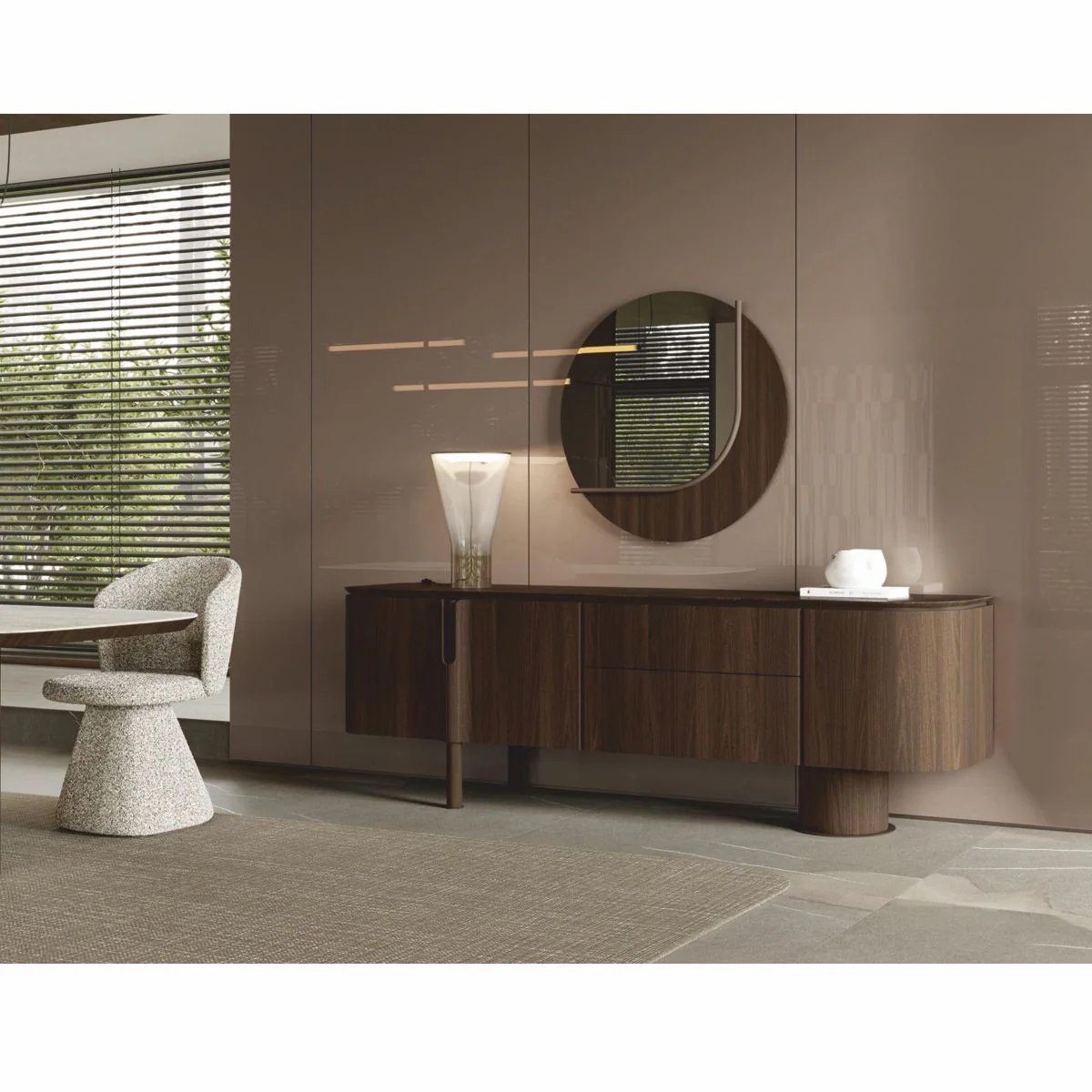 Luxury dining room chair with curved backrest gray H. 84 cm - dining room furniture