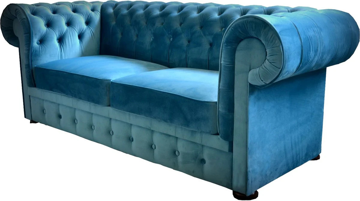 Chesterfield 2er Sofa in Blau 160 x 90 x H. 78 cm - Luxus Chesterfield Sofa