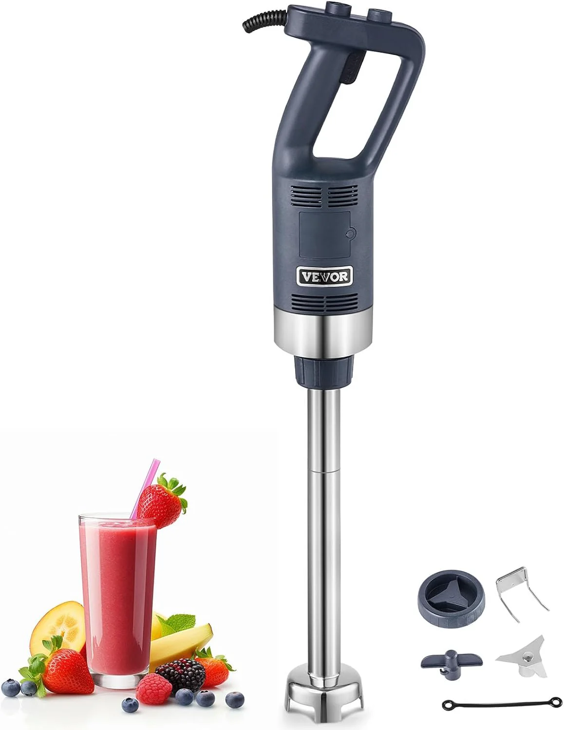 VEVOR Commercial Immersion Blender, 750W 20" Heavy Duty Hand Mixer, Variable Speed Kitchen Stick Mixer with 304 Stainless Steel Blade, Multi-Purpose Portable Mixer for Soup, Smoothie, Puree, Baby Food