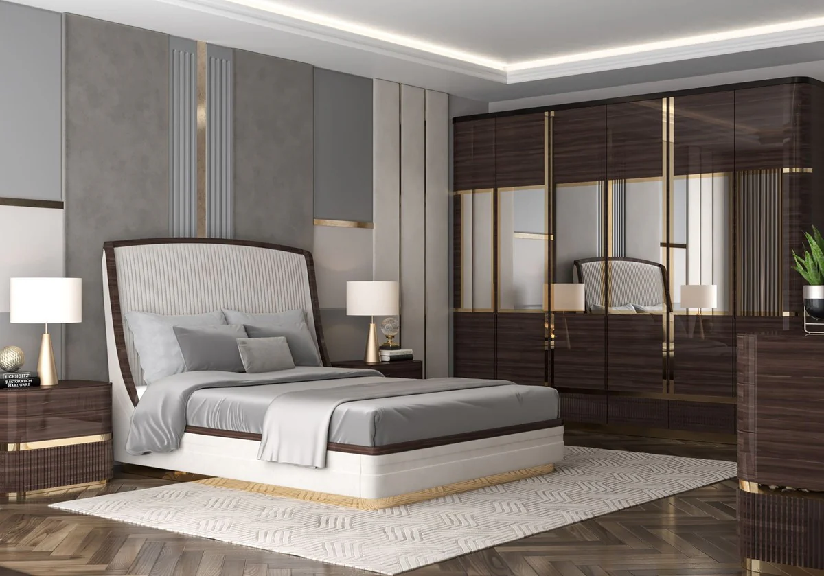 Luxury bedroom wardrobe dark brown / black / gold - mirrored wardrobe with 6 doors - bedroom furniture - hotel furniture - luxury furniture - luxury furnishings