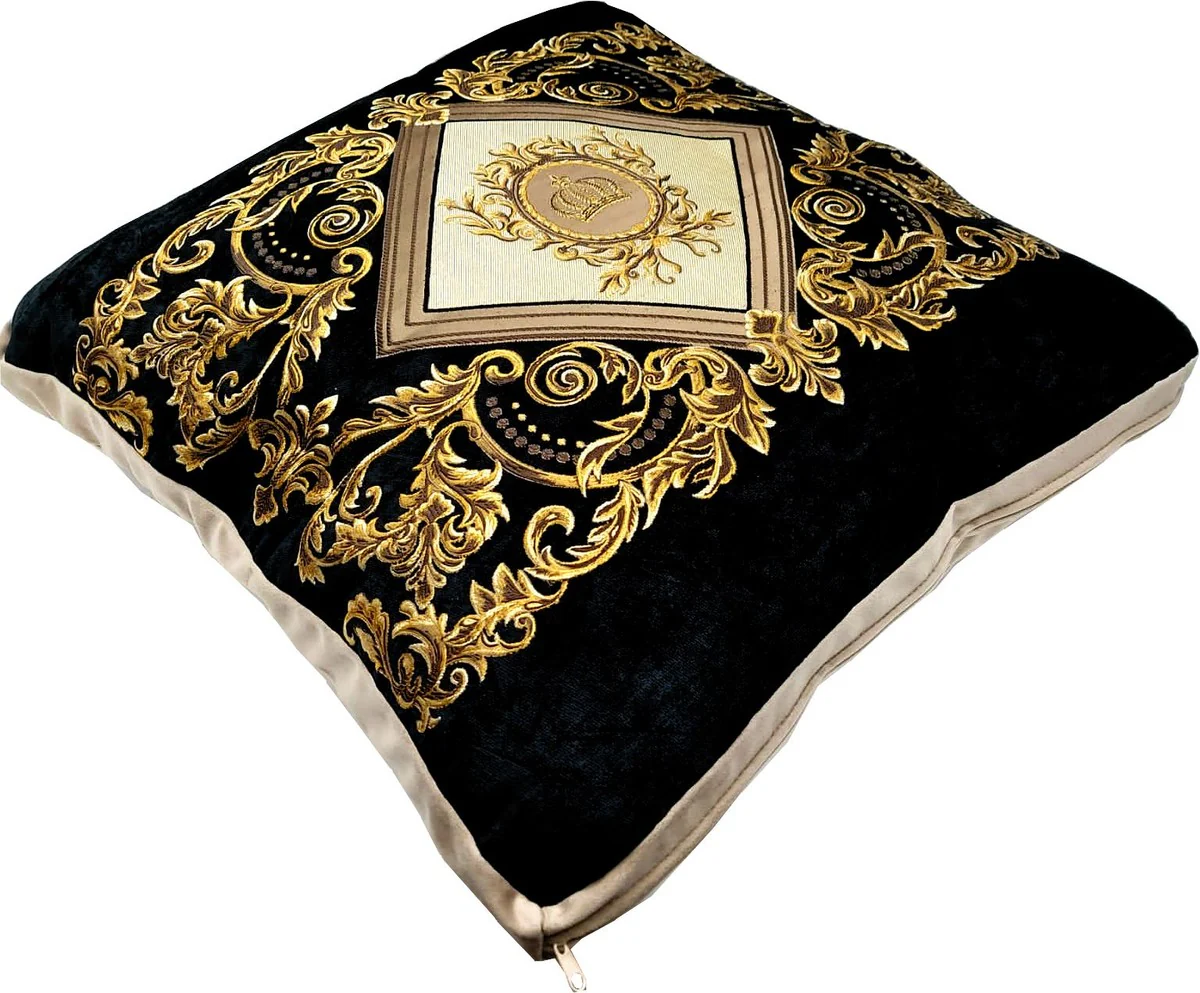 Harald Glööckler luxury decorative cushion Pompöös by black / cream / brown / gold - designer decorative cushions - Glööckler cushions - Harald Glööckler designer decorative accessories - luxury quality