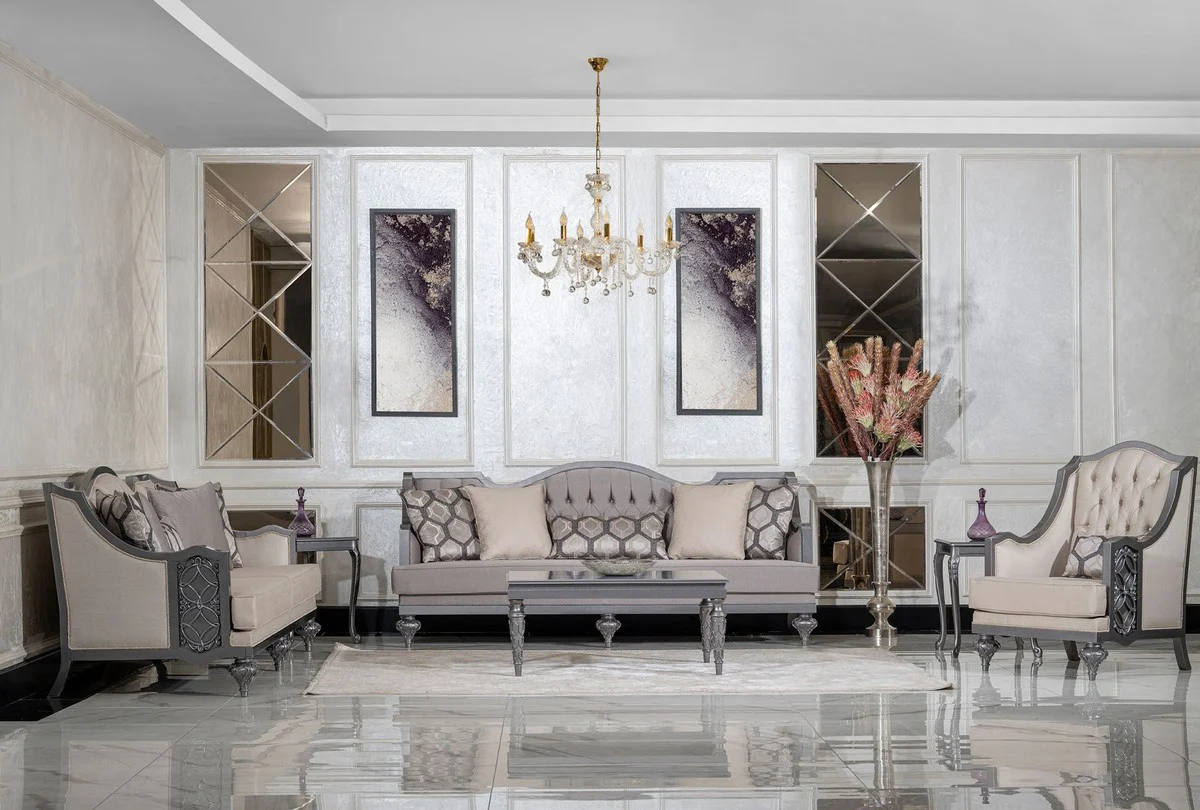 Luxury baroque coffee table gray - Rectangular solid wood living room table in baroque style - Baroque furniture - Luxury furniture in baroque style - Baroque furnishings - Noble & magnificent