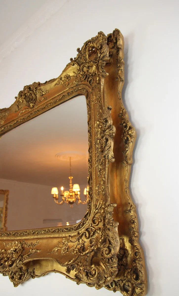 Baroque mirror gold antique style with double frame - 120 x 105 cm - noble & magnificent wall mirror