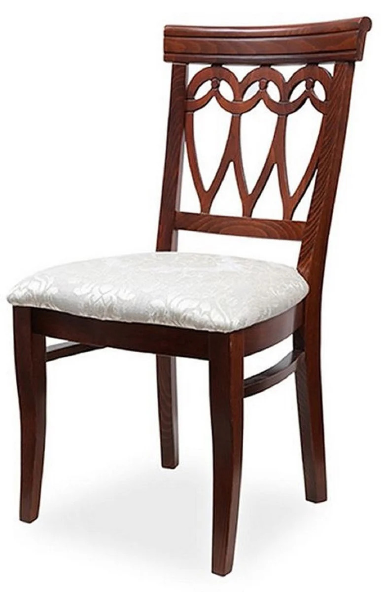 Biedermeier dining room chair set of 6 cream / dark brown 50 x 56 x H. 96 cm - Solid wood kitchen chairs - Solid wood dining room furniture - Biedermeier dining room furniture