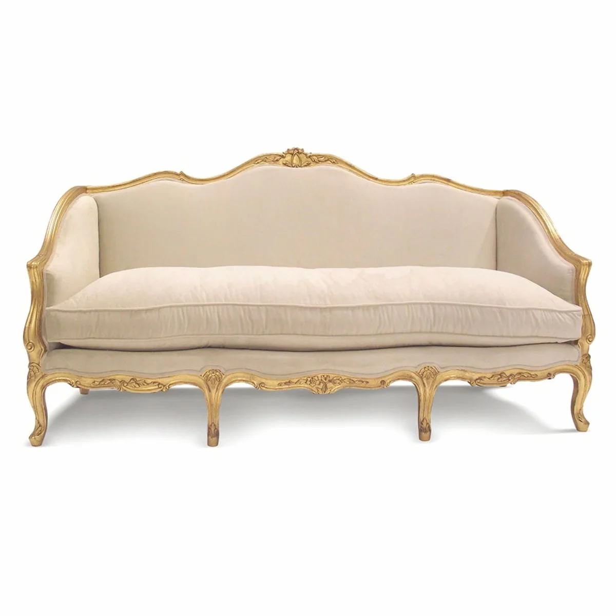 Luxury Baroque Hotel & Living Room Sofa Beige / Gold 195 cm - Made in Italy