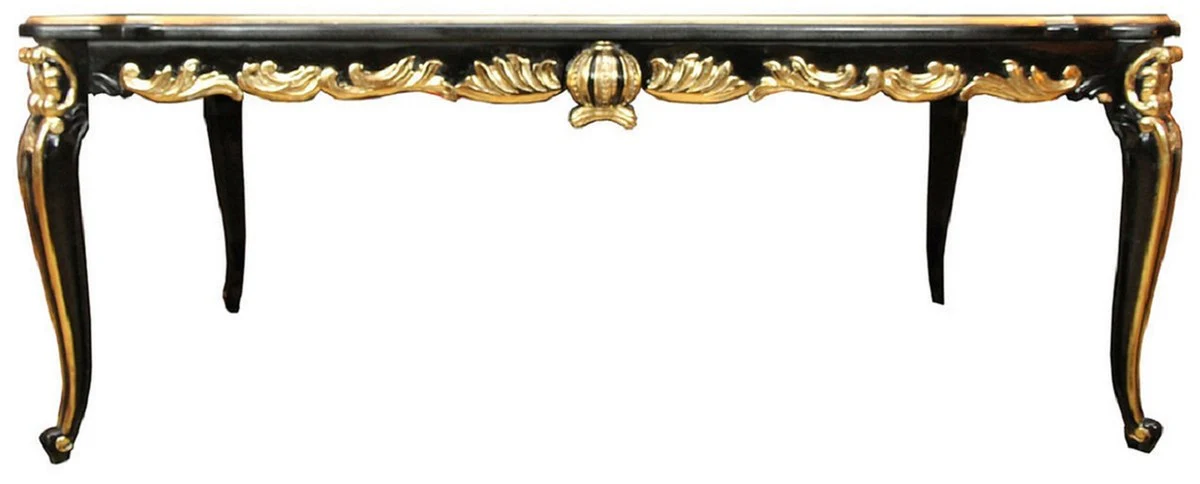 Pompöös by Baroque luxury dining room set black / gold - Pompöös Baroque dining table with glass top and 6 Baroque dining room chairs designed by Harald Glööckler - Baroque furniture