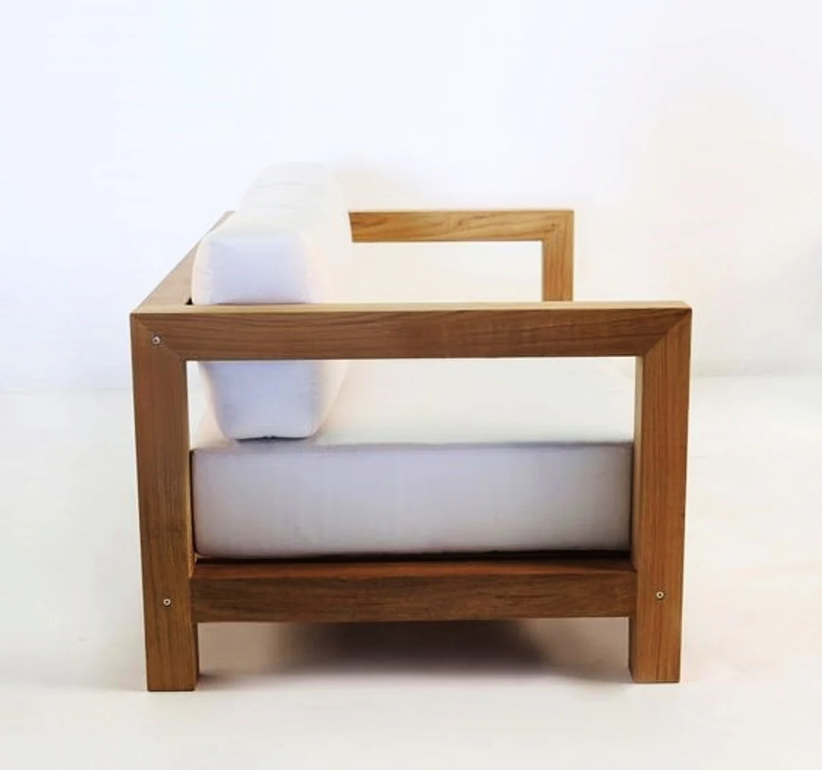 Garden armchair Boston rustic white-cream/brown 80 x 40 x H70 cm - solid oak wood - solid real wood furniture