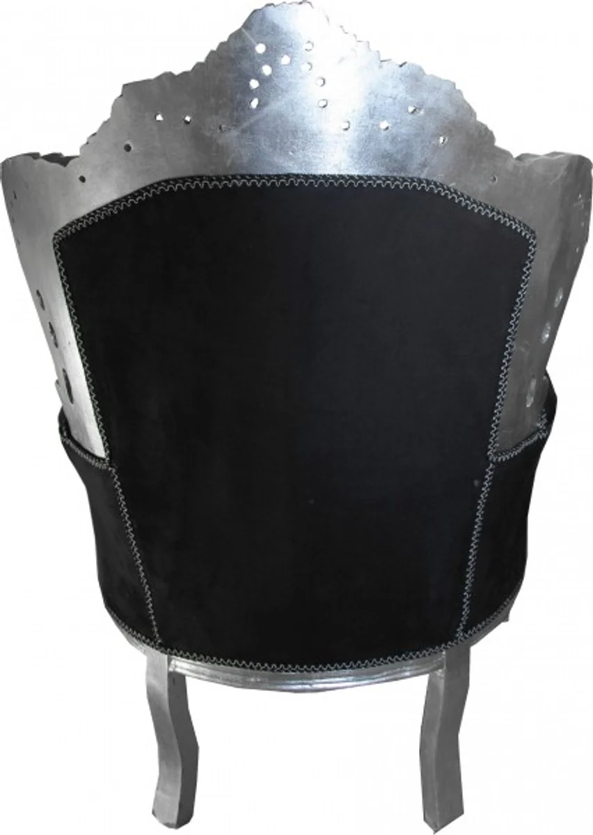 Baroque armchair King black / silver with bling bling glitter stones 85 x 85 x H. 120 cm