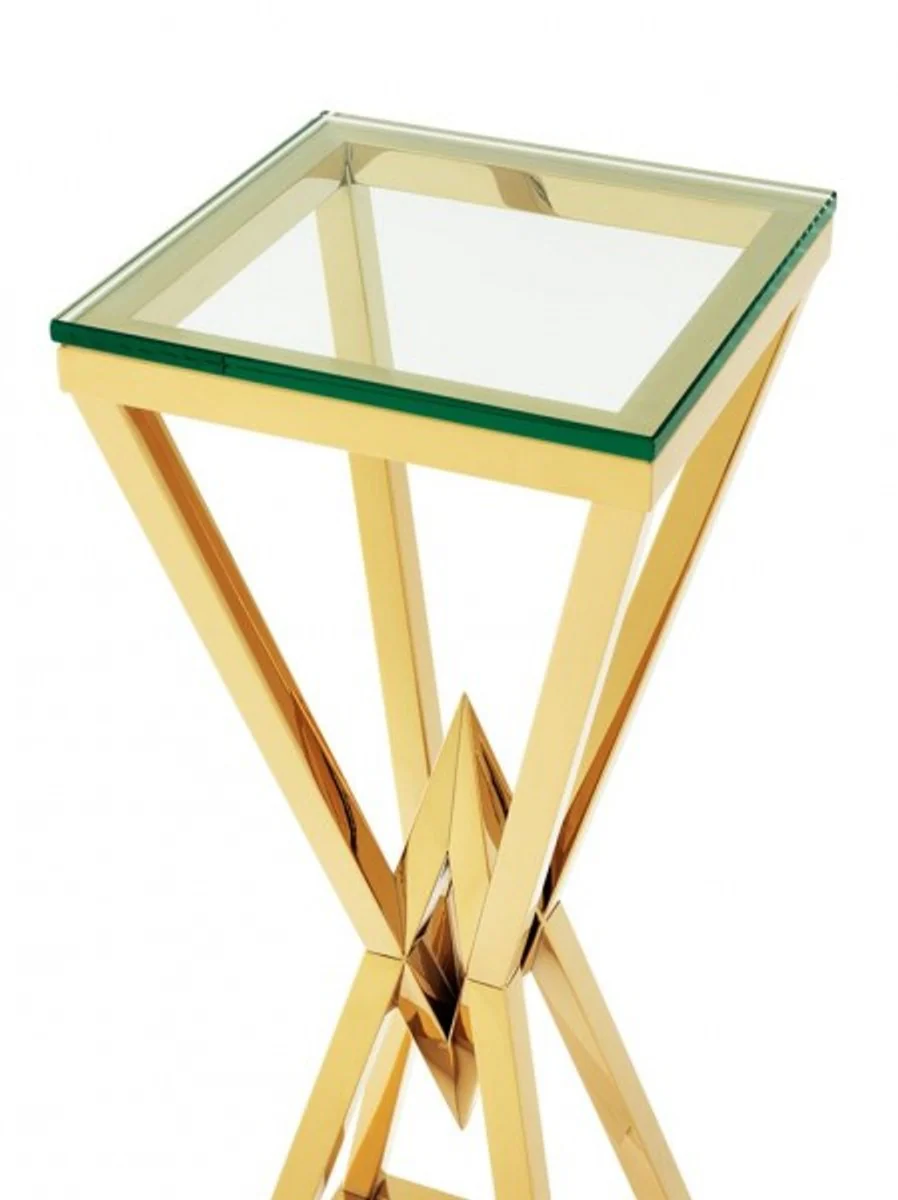 Luxury side table / column stainless steel gold finish 35 x 35 x H 101 cm - table furniture