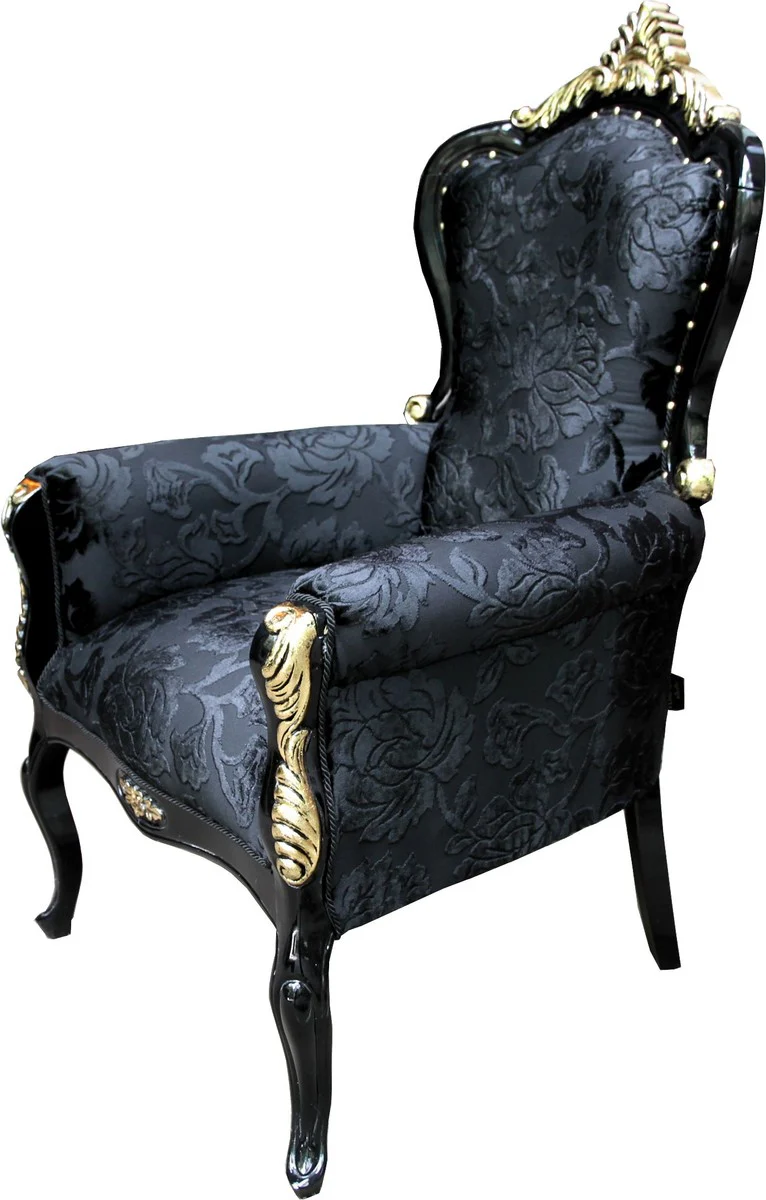 Pompöös by Luxury Baroque Armchair Bergere Black Pattern / Gold - Pompööser Baroque Armchair designed by Harald Glööckler