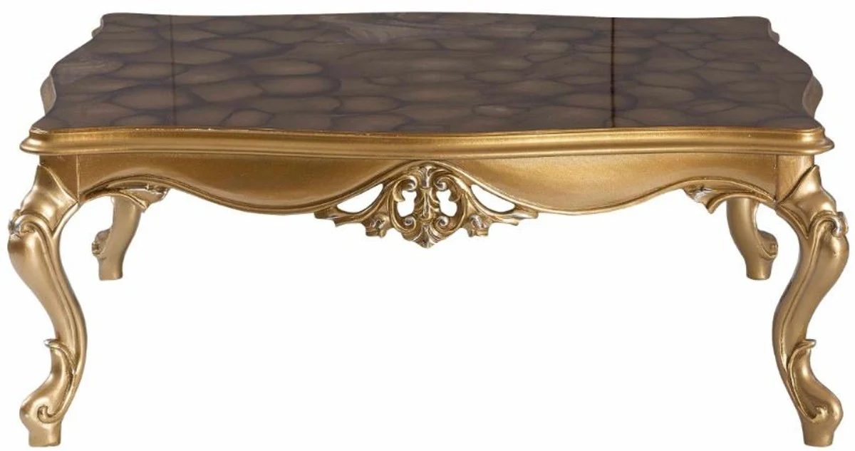 Luxury baroque coffee table black / gold 130 x 96 x H. 48 cm - Magnificent living room table in baroque style - Baroque furniture