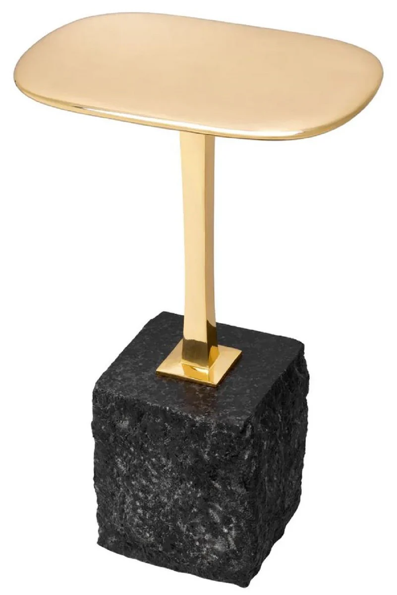 Luxury side table brass / black 35 x 25 x H. 54.5 cm - brass table with granite base - luxury furniture - living room furniture - luxury furnishings - living room furnishings