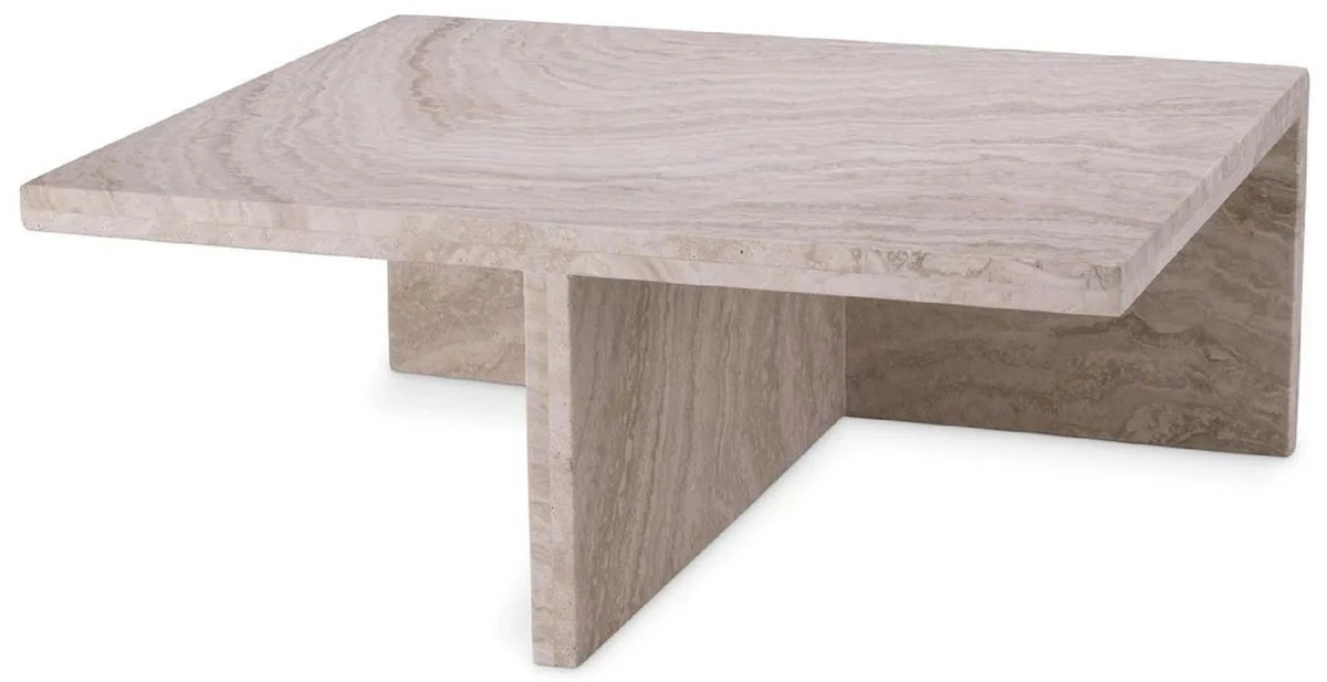 Luxury travertine coffee table beige 70 x 60 x H. 28 cm - natural stone living room table - living room furniture - natural stone furniture - travertine furniture - luxury furniture - luxury furnishings