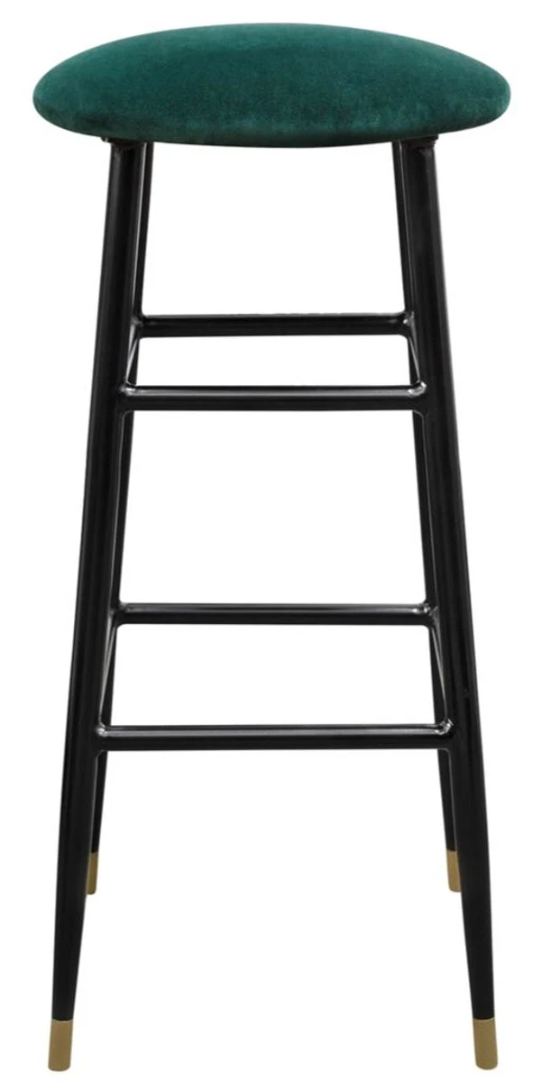 Luxury bar stool green / black Ø 37 x H. 76 cm - bar chair with velvet fabric