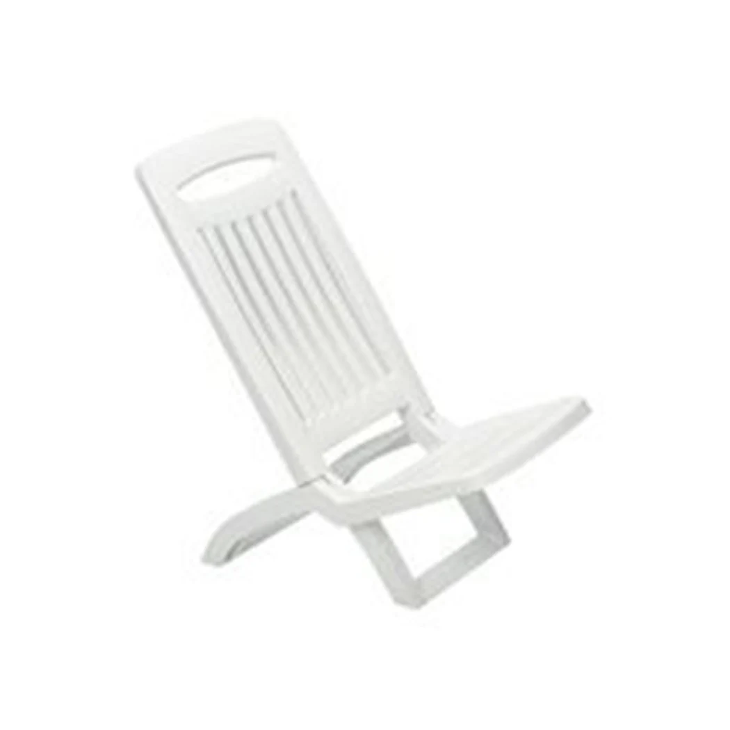 4 niedrige Strandstühle aus weißem Kunststoff