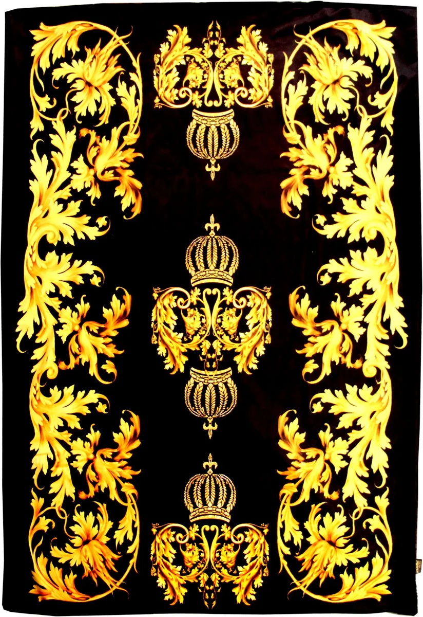 Luxury blanket Pompöös by Barock Krone black / gold by Harald Glööckler with glittering stones