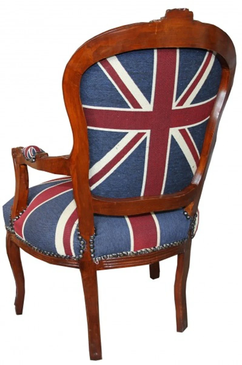Baroque Salon Chair Union Jack / Mahogany Brown - English Flag - England