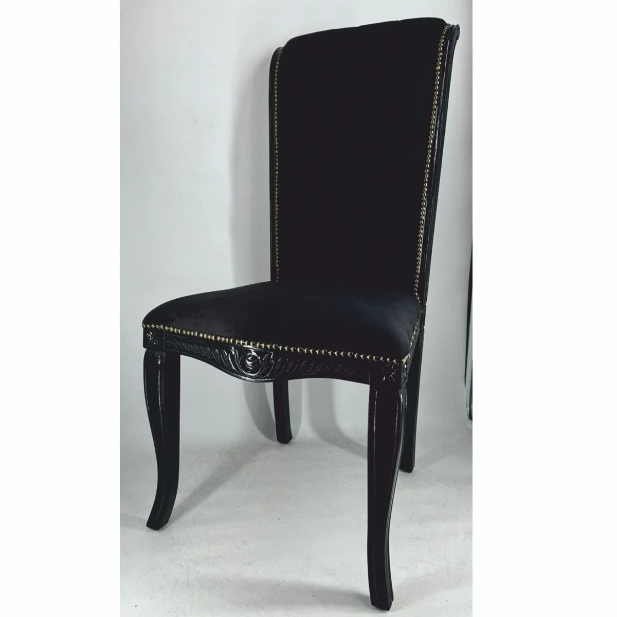 Baroque high-back dining room chair black H. 118 cm - Baroque furniture
