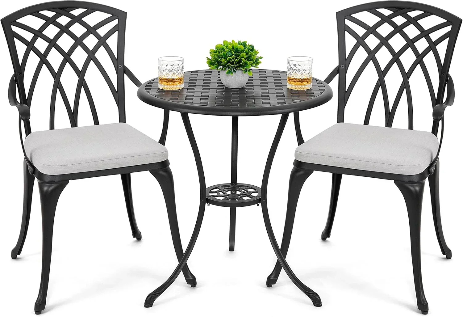 NUU GARDEN Bistro Set 3 Piece Outdoor Cast Aluminum Patio Bistro Set Patio Table Chairs Set of 2
