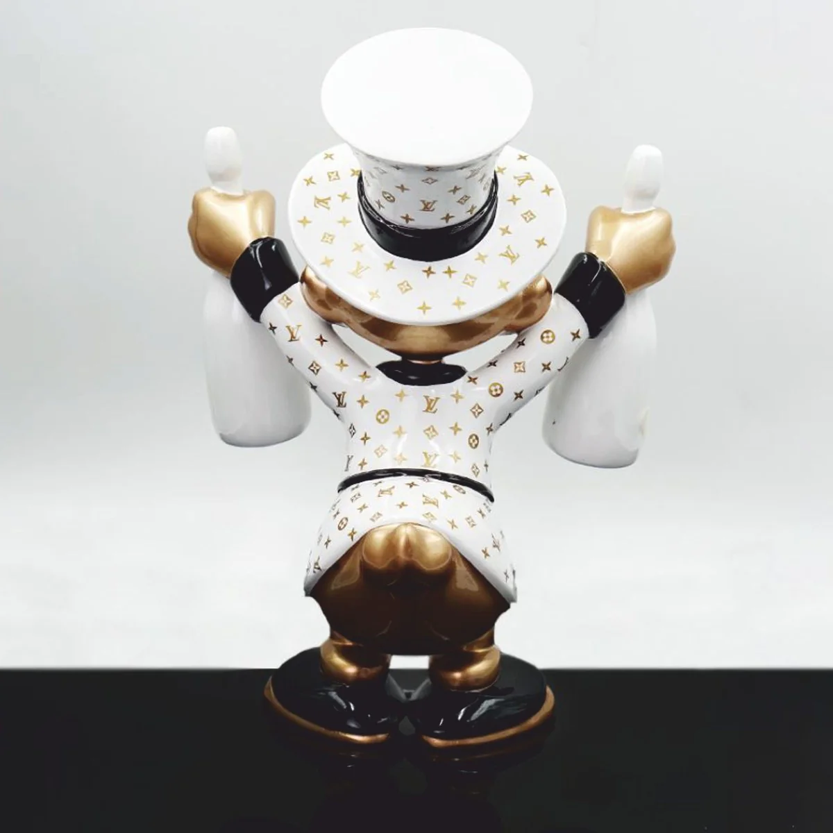 XXL decorative sculpture duck white / gold / black H. 170 cm - large decorative figure