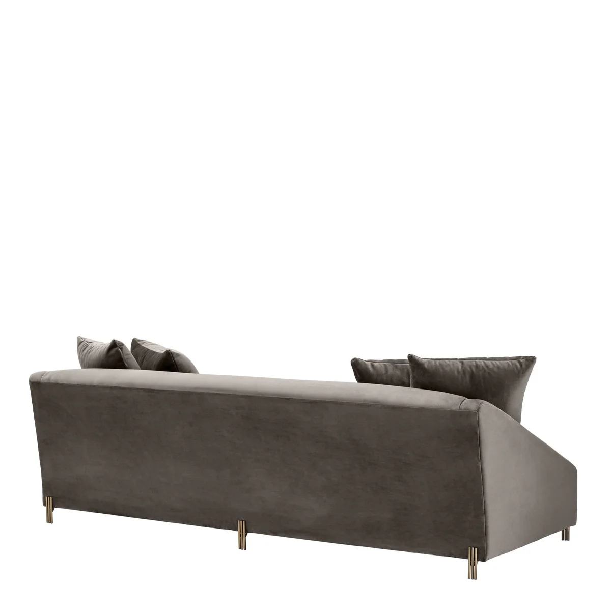 Luxury velvet sofa gray / brass 223 x 94 x H. 73 cm - Living room sofa with 4 cushions - Luxury furniture