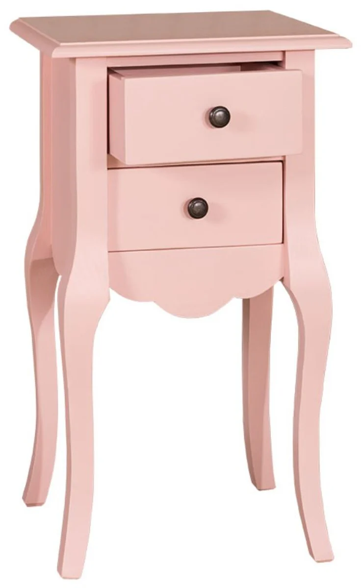 Country house style bedside table pink 40 x 34 x H. 70 cm - Small bedroom chest of drawers with 2 drawers