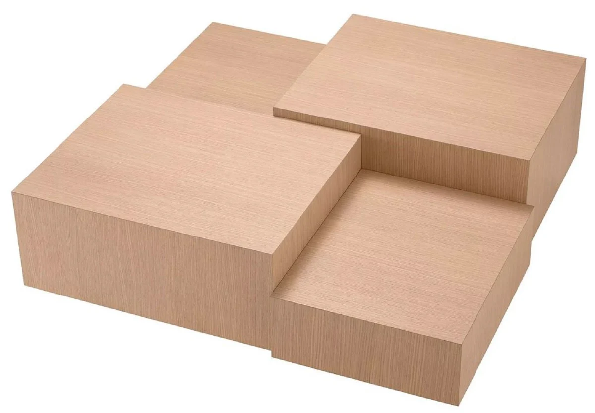 Luxury coffee table natural color / bronze 114 x 114 x H. 40 cm - Square living room table - Living room furniture - Solid wood furniture - Luxury furniture - Luxury furnishings