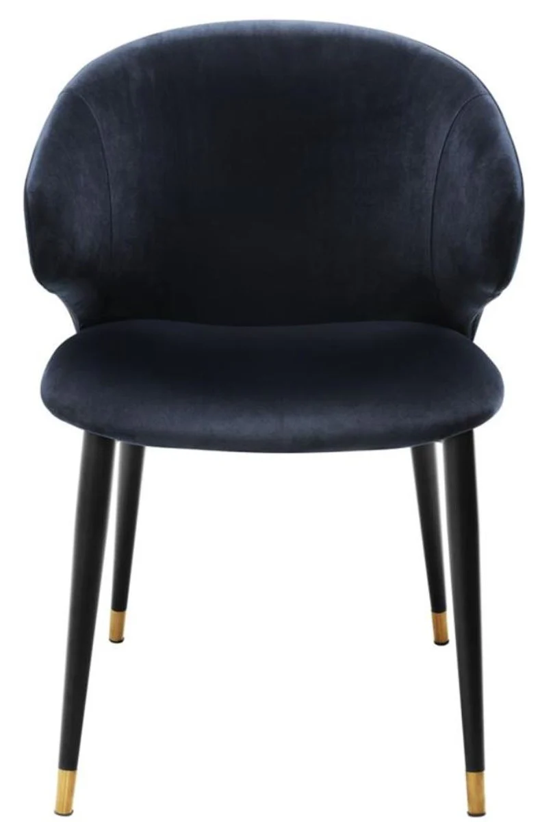 Luxury dining room chair with armrests midnight blue / black / gold 57 x 66 x H. 83 cm - Dining room furniture