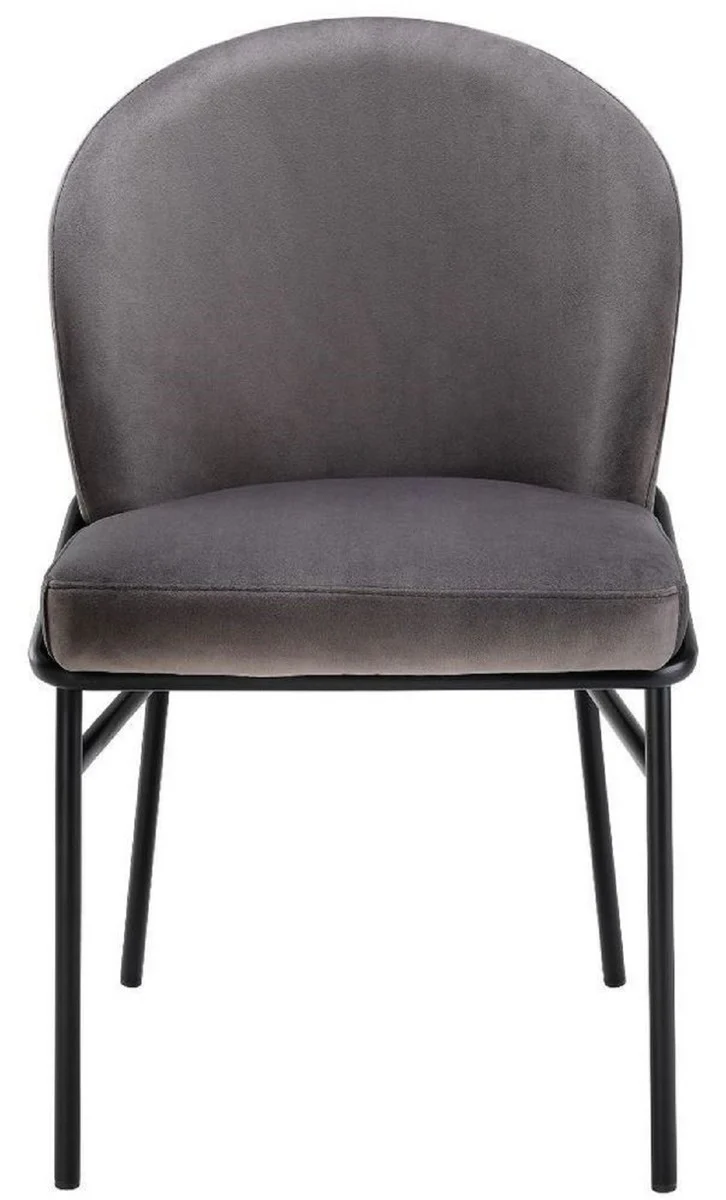 Luxury dining room chairs gray / black 49 x 56 x H. 82 cm - kitchen chairs with elegant velvet fabric - dining room set