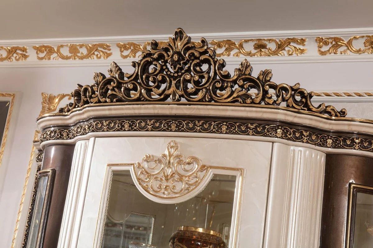 Luxury baroque display cabinet with door cream / dark brown / gold