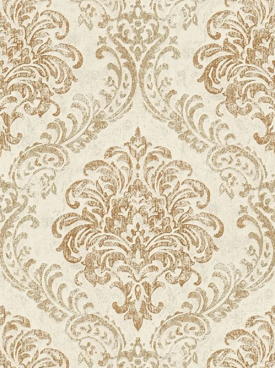 Barock Vliestapete Creme / Gold Metallic