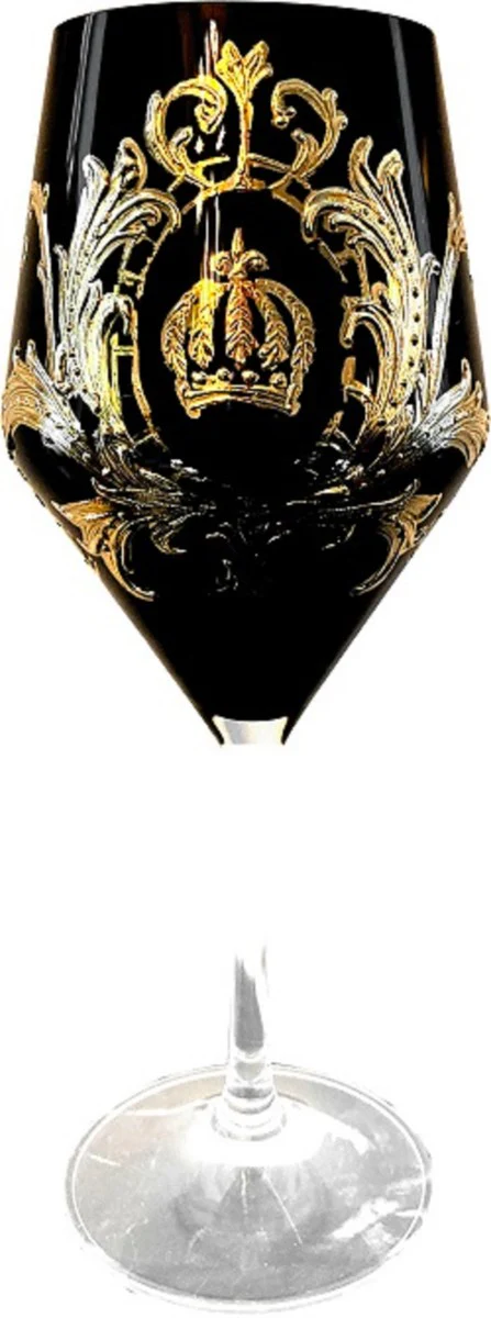 Pompöös by Luxus red wine glass set black / gold Ø 8.7 x H. 20.3 cm - wine glasses with 24 carat gold plating - Pompöös wine glasses designed by Harald Glööckler