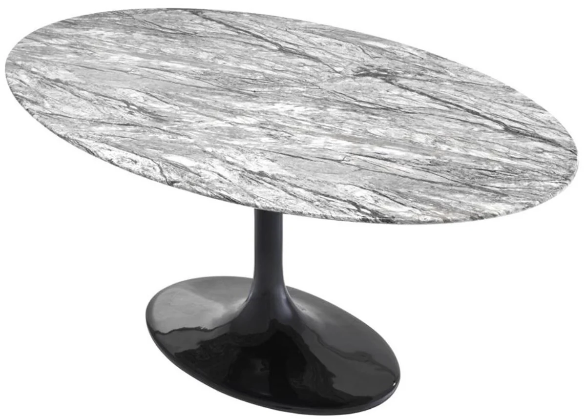 Luxury dining table gray / black 170 x 110 x H. 75 cm - dining room table with artificial marble table top