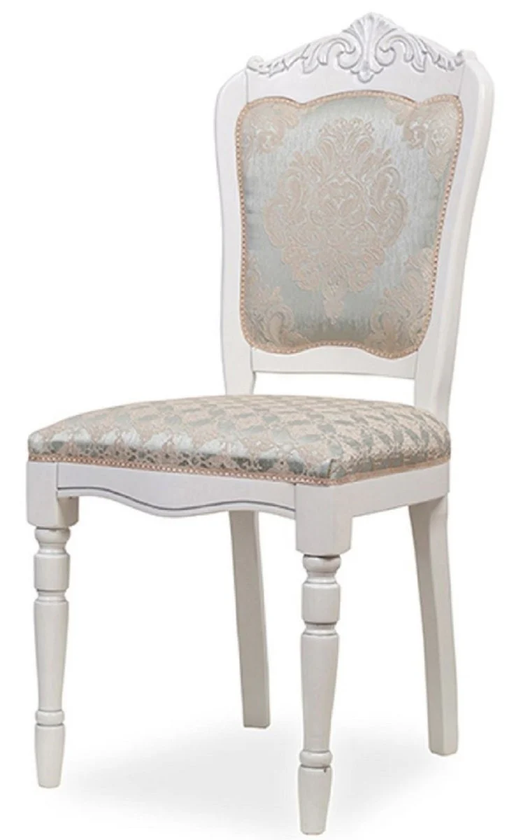 Luxury Baroque Dining Room Chair Set of 4 Silver / Beige / White H. 104 cm - Baroque Dining Room Furniture