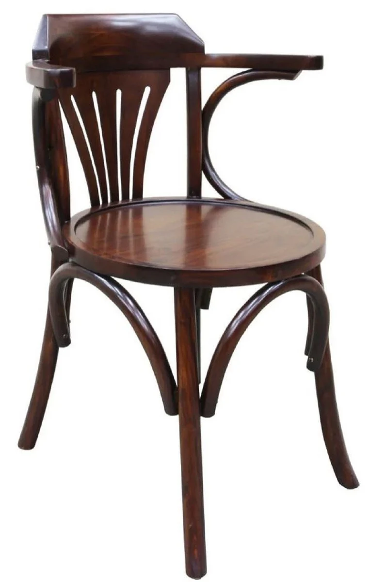 Luxury Art Nouveau mahogany dining room chair with armrests dark brown 59 x 50 x H. 82 cm - Solid wood kitchen chair - Baroque & Art Nouveau dining room furniture