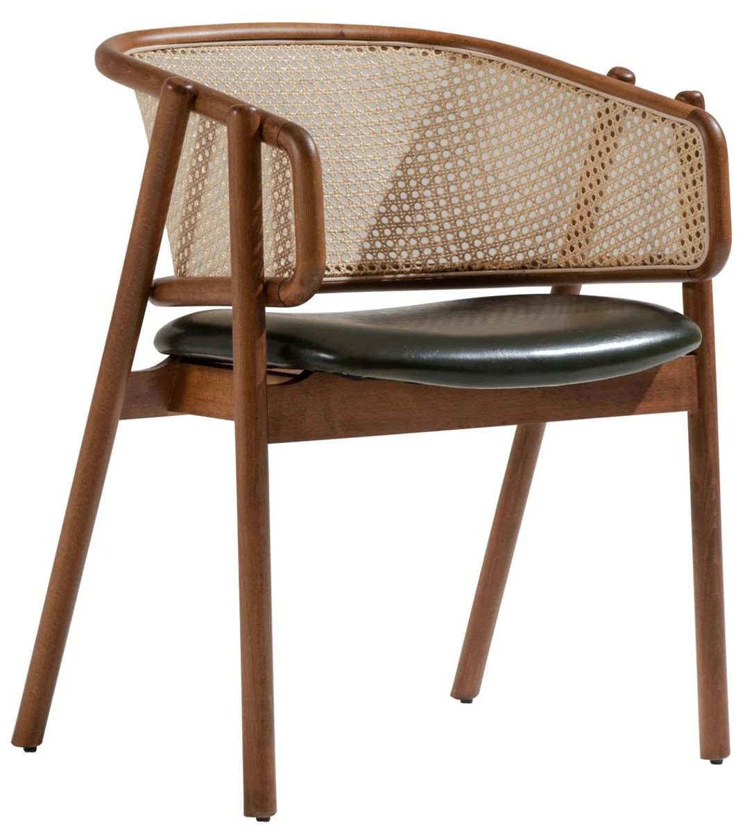 Luxury dining room chair with armrests brown / natural / dark green H. 77 cm