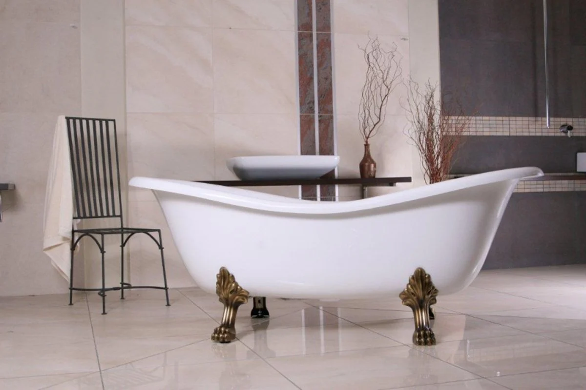 Freestanding luxury bathtub Art Nouveau Paris white/old gold 1880mm - Baroque bathroom