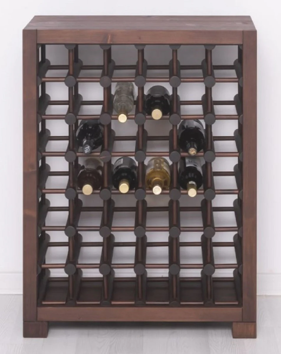 Country house style solid wood wine cabinet brown / black 68 x 35 x H. 68 cm - Solid wood wine rack in country house style - Solid wood bar furniture - Country house style bar furniture