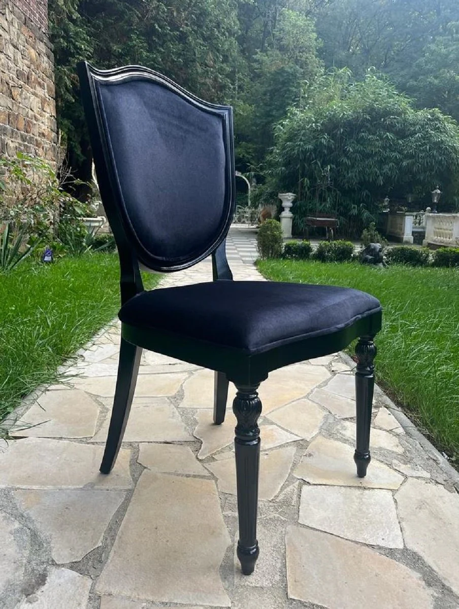 Luxury Art Deco Velvet Dining Room Chair Black - Art Deco Solid Wood Chair - Art Deco Dining Room Furniture - Art Deco Furniture - Art Deco Furnishings - Luxury Furniture in Art Deco Style