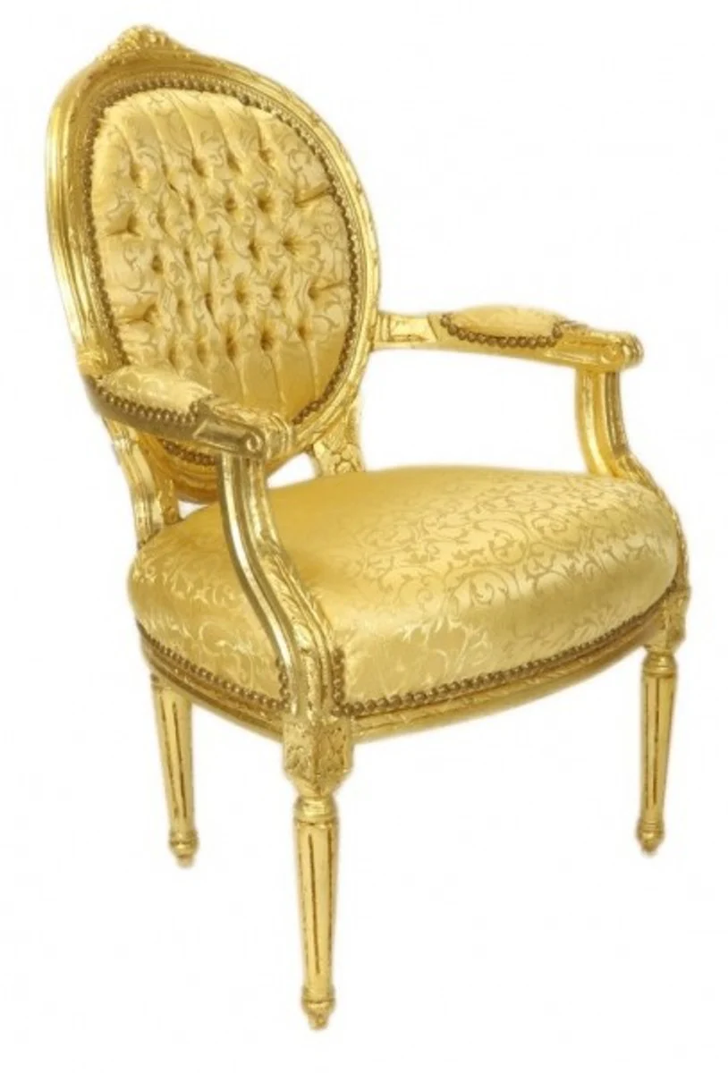 Baroque Medallion Salon Chair Gold Pattern / Gold - Furniture Antique Style