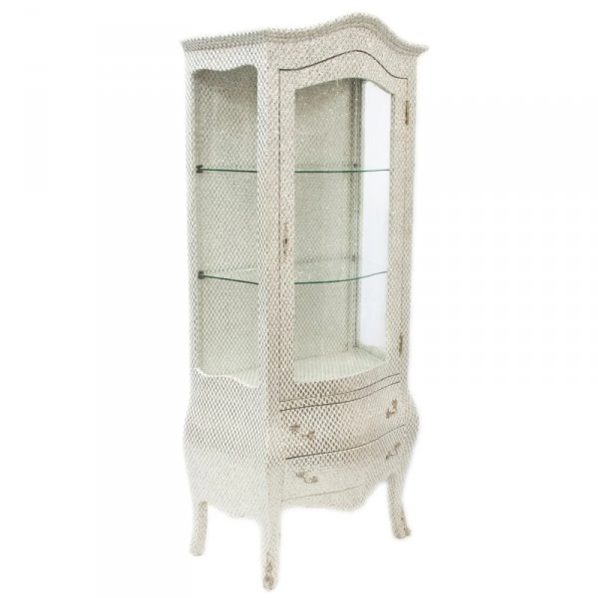 Baroque display cabinet in white/glitter look - display cabinet - living room cabinet