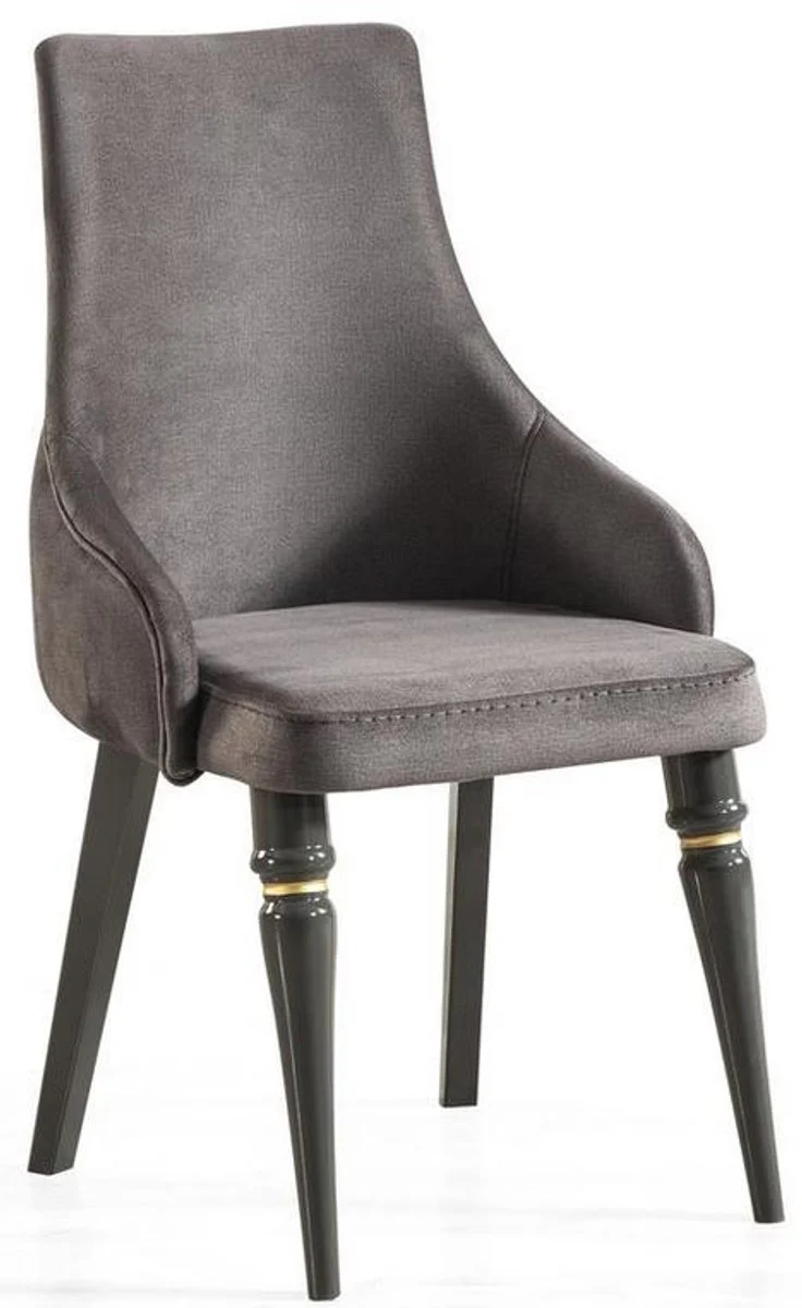 Luxury Art Deco dining room chair set gray / gold 57 x 55 x H. 98 cm - Noble kitchen chairs set of 6 - Art Deco dining room furniture