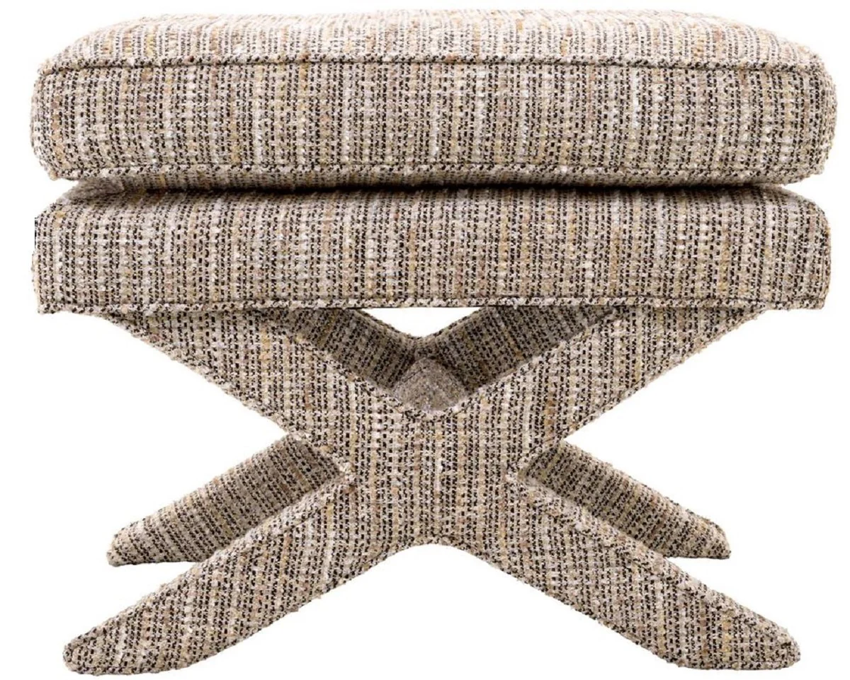 Luxury stool beige - rectangular stool - cross stool - luxury furniture