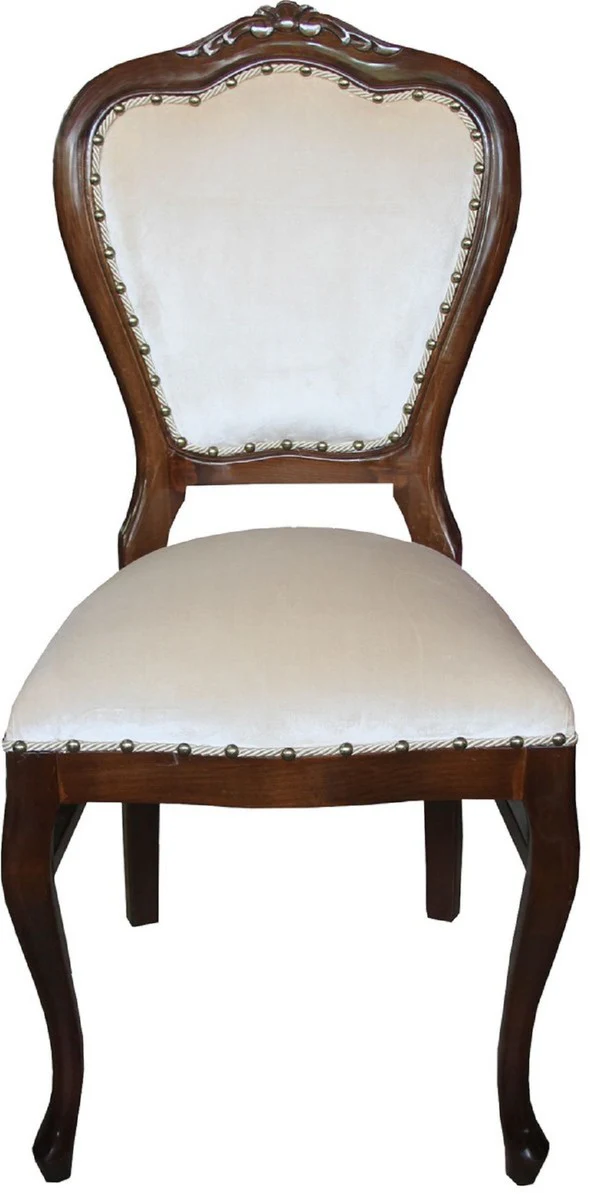 Luxury Baroque dining room set cream / brown 45 x 46 x H. 99 cm - 6 handmade dining chairs - Baroque dining room furniture