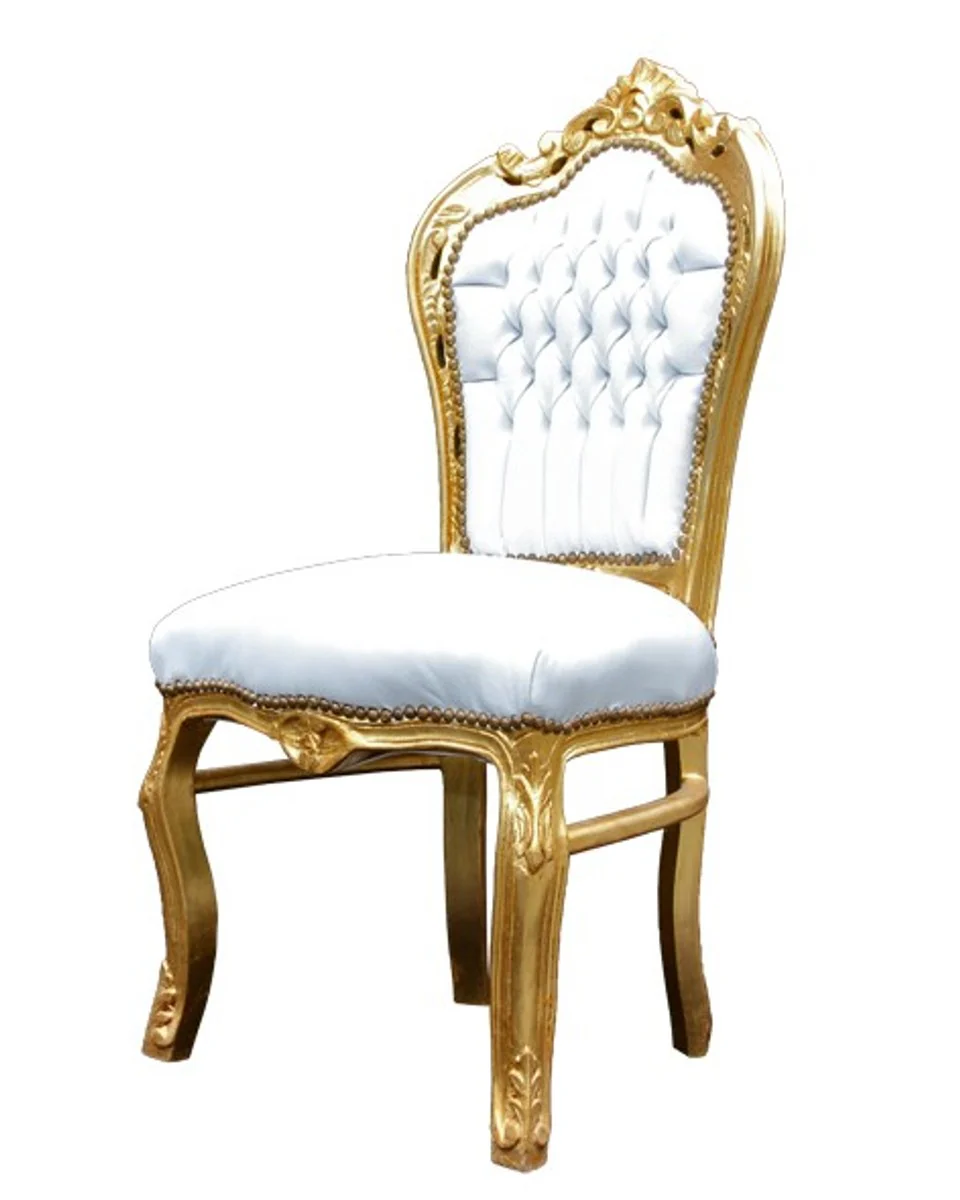 Baroque dining room chair white / gold - furniture antique style