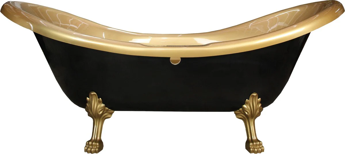 Pompöös by Luxus bathtub Deluxe by Harald Glööckler black / gold / gold 2020mm with gold-colored lion feet